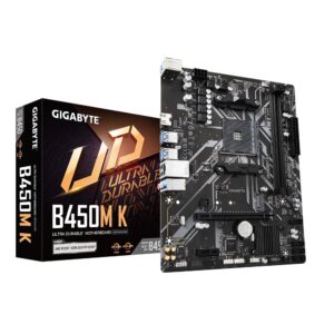 GIGABYTE B450M K Micro-ATX Motherboard – AMD AM4, DDR4 64GB, M.2, HDMI, USB 3.2