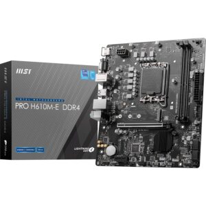 MSI PRO H610M-E DDR4 Motherboard, Micro-ATX - Supports 14th/13th/12th Gen Intel Core Processors, LGA 1700-2 x DIMMs (3200MHz)